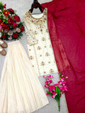 Pure Natural Crep With Embroidery 5mm Sequence Work Salwar Kameez