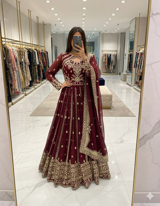 Heavy Fox Georgette With 5mm sequence Embroidery Work Anarkali Salwar Kameez