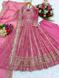 Heavy Fox Georgette With 5mm sequence Embroidery Work Anarkali Salwar Kameez