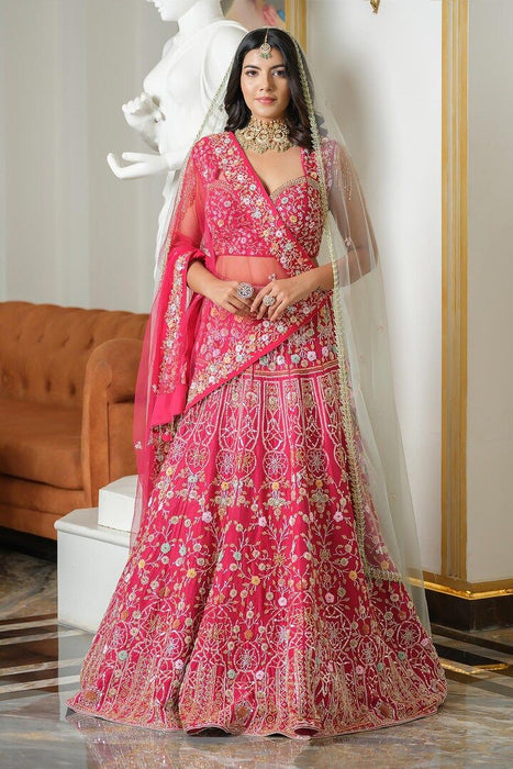 Premium Malai Satin Silk Embellished With Beautiful Multi Thread Work Lehenga Choli