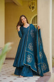 New Designer Heavy Vichitra Silk material Anarkali Suit In New Fancy Style