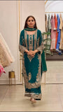 New Faux Georgette With Heavy Embroidery Sequence Work Top-Bottom And Dupatta Set