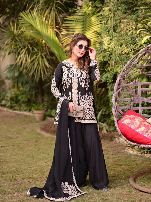 Faux Georgette with Premium Cross Stitch Embroidery Beautiful Salwar Kameez