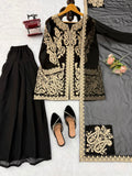 Faux Georgette with Premium Cross Stitch Embroidery Beautiful Salwar Kameez