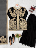 Faux Georgette with Premium Cross Stitch Embroidery Beautiful Salwar Kameez