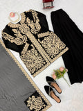 Faux Georgette with Premium Cross Stitch Embroidery Beautiful Salwar Kameez