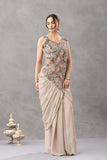 NEW SUPERHIT TRENDING READY TO WEAR SAREE WITH EMBROIDERED STYLIST BLOUSE ON CHINON FABRIC