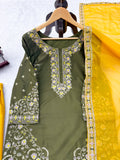Natural crep with Intricate Thread & Sequence work Salwar Kameez