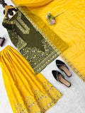 Natural crep with Intricate Thread & Sequence work Salwar Kameez
