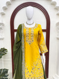 Natural crep with Intricate Thread & Sequence work Salwar Kameez