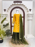 Natural crep with Intricate Thread & Sequence work Salwar Kameez