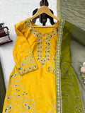 Natural crep with Intricate Thread & Sequence work Salwar Kameez