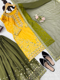 Natural crep with Intricate Thread & Sequence work Salwar Kameez