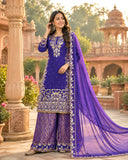 NEW READY TO WEAR HEAVY EMBROIDERY & SEQUENCE WORK TOP WITH JACQUARD PLAZZO WITH DUPATTA