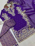 NEW READY TO WEAR HEAVY EMBROIDERY & SEQUENCE WORK TOP WITH JACQUARD PLAZZO WITH DUPATTA