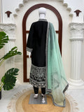 Glass Fabric with Soft Micro Inner lining with Intricate Thread work Salwar Kameez