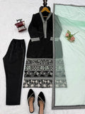 Glass Fabric with Soft Micro Inner lining with Intricate Thread work Salwar Kameez