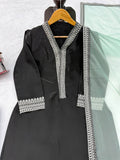 Glass Fabric with Soft Micro Inner lining with Intricate Thread work Salwar Kameez