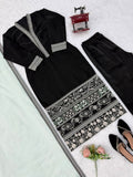 Glass Fabric with Soft Micro Inner lining with Intricate Thread work Salwar Kameez