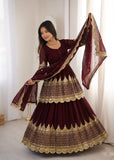 Elegant Embroidered Sequence Designer Kediya Collection 3 Piece Set Look Gorgeous