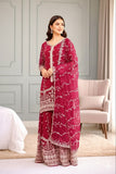 New Ready-made Fendy Silk And Heavy Embroidery Sequence Work Top-Bottom And Dupatta Set