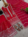 New Ready-made Fendy Silk And Heavy Embroidery Sequence Work Top-Bottom And Dupatta Set