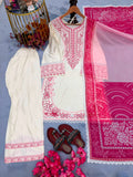 New Designer Party Wear Look Pure Satin Rayon Top & Farshi Palazzo With Dupatta set
