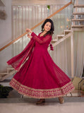 New Designer Anarkali  Heavy Crunchy Silk material Suit In New Fancy Style