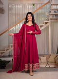 New Designer Anarkali  Heavy Crunchy Silk material Suit In New Fancy Style
