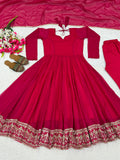 New Designer Anarkali  Heavy Crunchy Silk material Suit In New Fancy Style