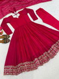 New Designer Anarkali  Heavy Crunchy Silk material Suit In New Fancy Style
