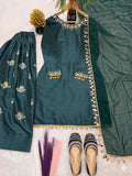 Aada Slab Silk With 5mm Sequence Embroidery Work With Coin Less And Long Sleeve Salwar Kameez