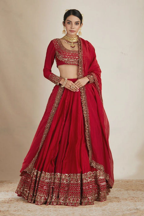 Vichitra silk with thread with Sequence work Semi Stitched Lehenga Choli