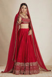Vichitra silk with thread with Sequence work Semi Stitched Lehenga Choli