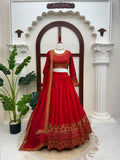 Vichitra silk with thread with Sequence work Semi Stitched Lehenga Choli