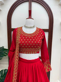 Vichitra silk with thread with Sequence work Semi Stitched Lehenga Choli