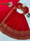 Vichitra silk with thread with Sequence work Semi Stitched Lehenga Choli
