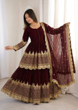 Elegant Embroidered Sequence Designer Kediya Collection 3 Piece Set Look Gorgeous