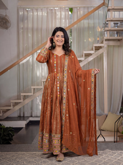 New Designer Heavy Faux Blooming Georgette Anarkali Suit In New Fancy Style