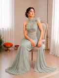 Ready to wear Saree with attached Pallu Premium Crep Silk fabric