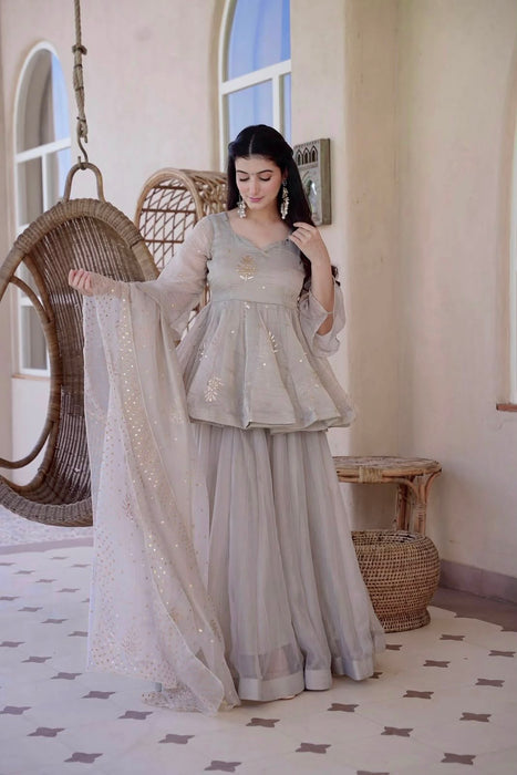 Tabby Silk with Soft Micro Cotton Lining & Foil work Salwar Kameez