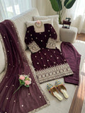 Heavy Faux Georgette with Soft Micro Inner Lining & Intricate Thread & Sequence work Salwar Kameez