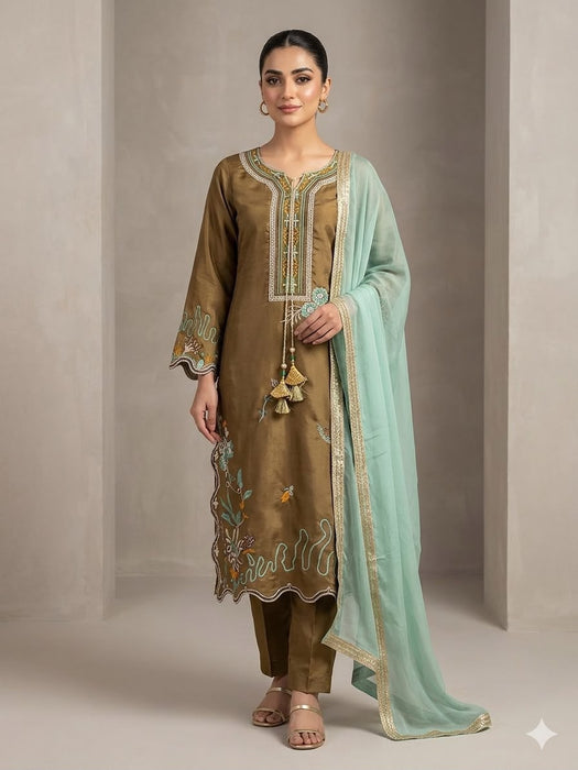 WEDDING SEASON WEAR BEAUTIFUL EMBROIDERED TOP PANT WITH DUPATTA