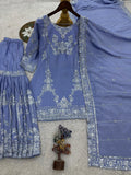 NEW TRENDING 3 PIECE FANCY KURTI WITH SHARARA AND BEAUTIFUL DUPATTA