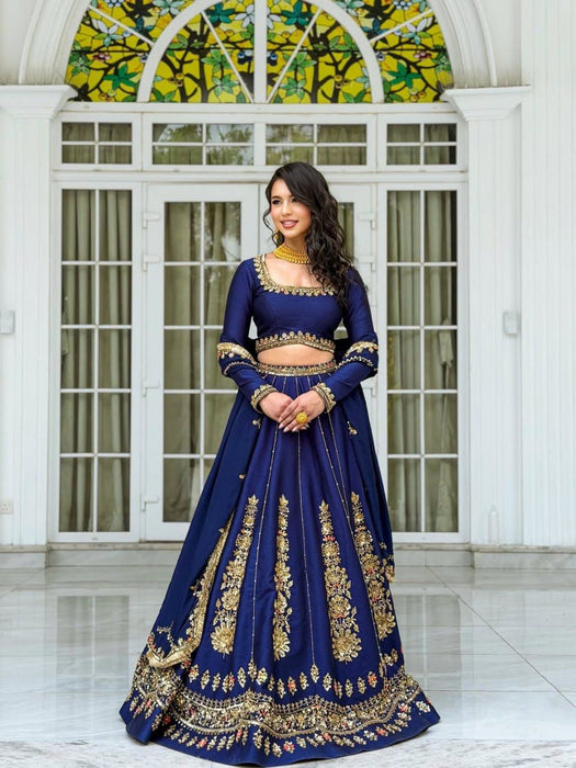 Chinon Fabric with thread with Sequence work Semi Stitched Lehenga Choli