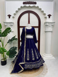 Chinon Fabric with thread with Sequence work Semi Stitched Lehenga Choli