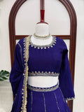 Chinon Fabric with thread with Sequence work Semi Stitched Lehenga Choli