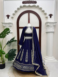 Chinon Fabric with thread with Sequence work Semi Stitched Lehenga Choli