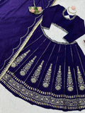 Chinon Fabric with thread with Sequence work Semi Stitched Lehenga Choli