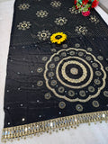 AJRAKH pure Gajji bandhej Super mirror work saree mirror lace bordar
